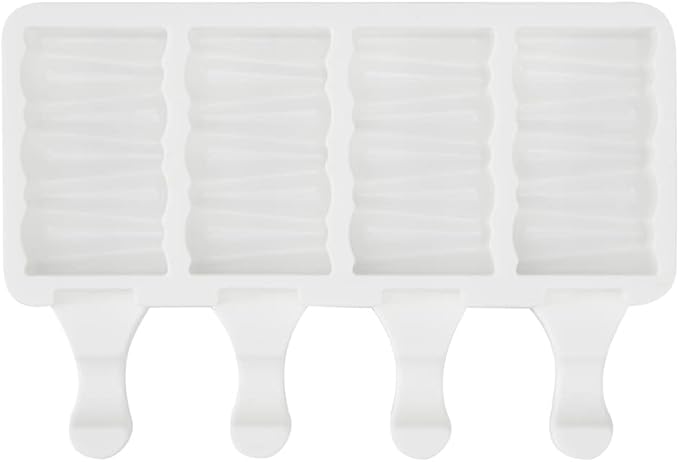 Pastry Tek 4 Cavities Popsicle Molds, 10 Rectangle Cakesicle Molds - Flexible, Freezable, White Silicone Cake Popsicle Molds, Easy Release, For Baking - Restaurantware
