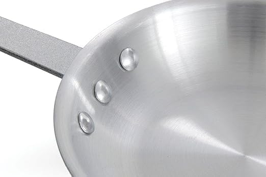 12” Aluminum Frying Pan with Plated Iron Riveted Handle Pan for Restaurants and Cafes Egg Pan Omelet Pans Professional Cookware Commercial Grade Mirror-Finish