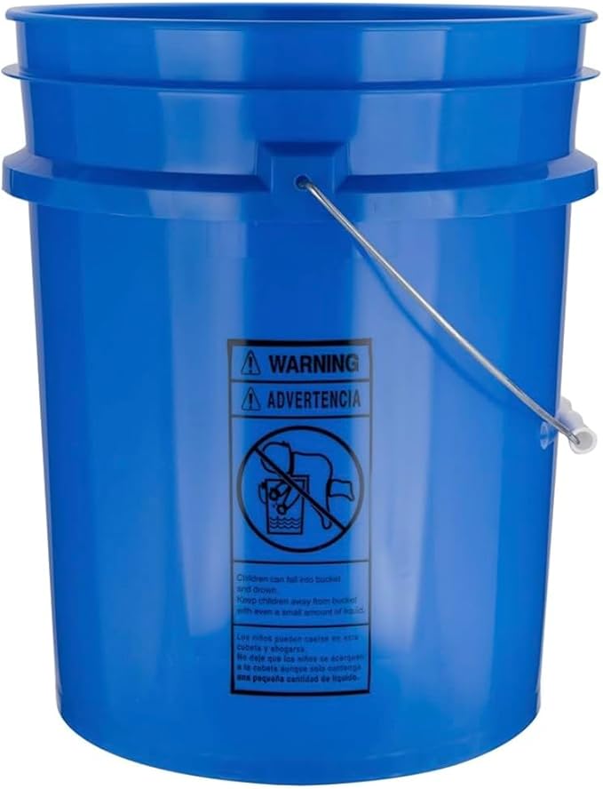 House Naturals 5 Gallon Premium HPDE Plastic Bucket - Made in USA Food Grade Storage Container, BPA Free All Purpose Pail (5, Blue)
