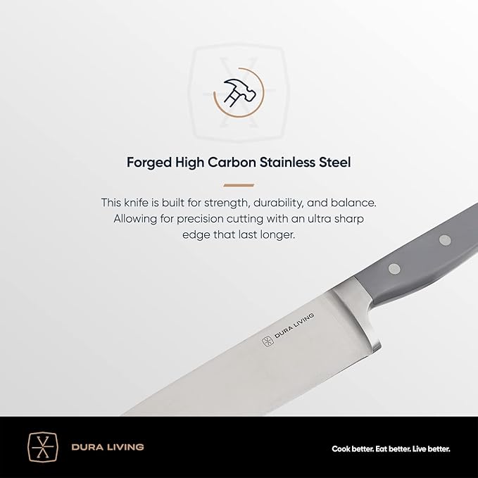 DURA LIVING 2-Piece Premium Kitchen Knife Set - Ultra-Sharp 5" Utility Knife & 3.5" Paring Knife, High Carbon Stainless Steel, Forged for Precision, Multipurpose Cooking Knives with Ergonomic Handles