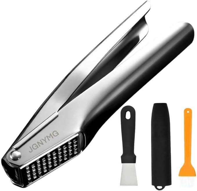 Garlic Press Stainless Steel,Premium Garlic Mincer Tool,Heavy Duty Professional garlic grinder, No Need to Peel Garlic Ginger Crusher,Easy Clean, Dishwasher Safe & Rust-proof