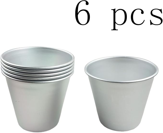 6 Packs Popover Pan, Large Individual Muffin Mold, Aluminium Pudding Cup, Chocolate Molten Mould, Raspberry Souffle Baking Maker, Brownie Tumbler -for Pie, Egg Tart, Cake (Size 3.4"x 3.2")