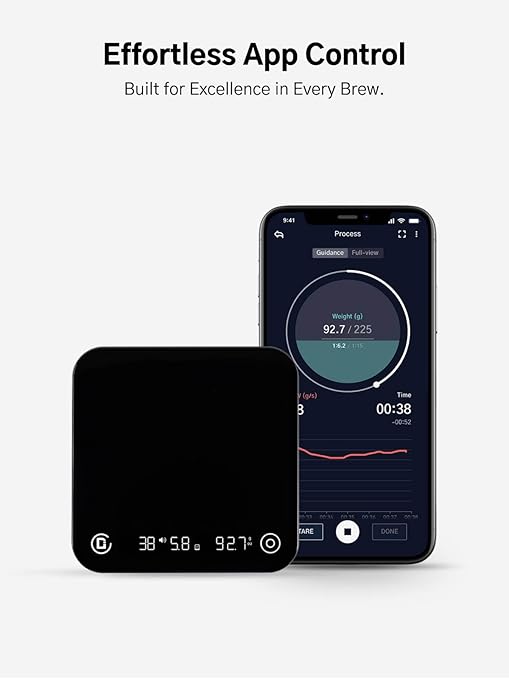 Coffee Scale with Timer and Flow Rate Tracking, 0.1g Precision, 3kg Capacity, Rechargeable, Smart App Compatible, Ideal for Espresso and Pour Over Brewing