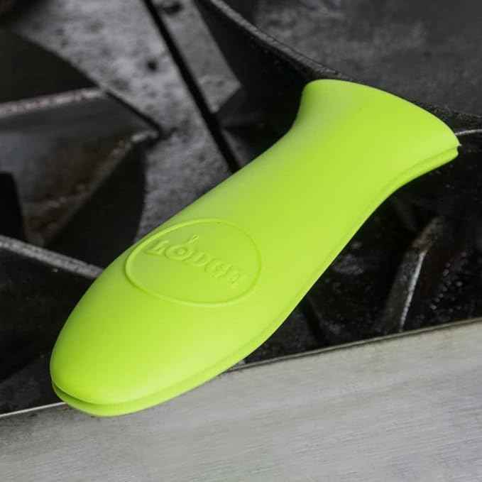 Lodge Silicone Hot Handle Holder - Dishwasher Safe Hot Handle Holder Designed for Lodge Cast Iron Skillets 9 Inches+ w/Keyhole Handle - Reusable Heat Protection Up to 500° - Green