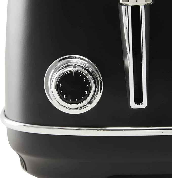 Haden Heritage 4 Slice Wide Slot Stainless Steel Toaster with Adjustable Browning Control & Non-Slip Feet, Black & Chrome