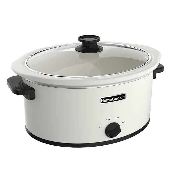 HOMECOOKIN 7 Quart Slow Cooker Oval Manual Pot Food Warmer with 3 Cooking Settings, White