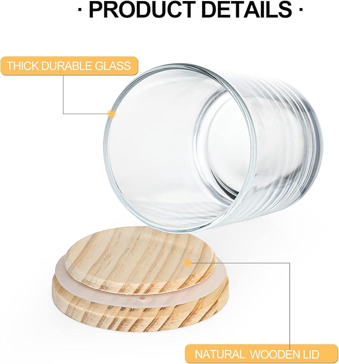 Thick Candle Jars for Making Candles 16 Pcs, 7 OZ Empty Jars with Wood Lids for Candle Making, Sample Container, Matte White