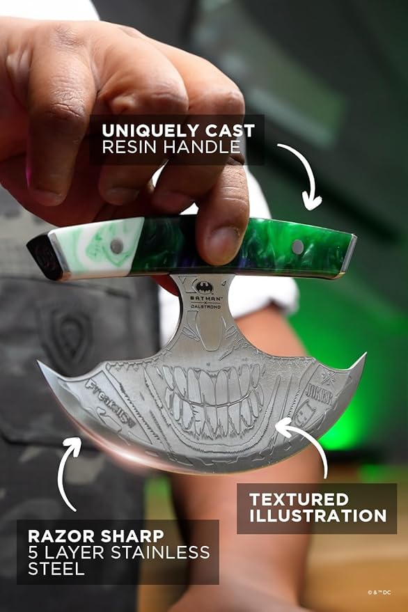 Dalstrong Ulu Knife - 7 inch Chef Knife - THE JOKERâ„¢ Edition Official License - 5 Layer 9CR18MOV Stainless Steel - Uniquely Cast Resin Handle - Collection Item - w/Sheath