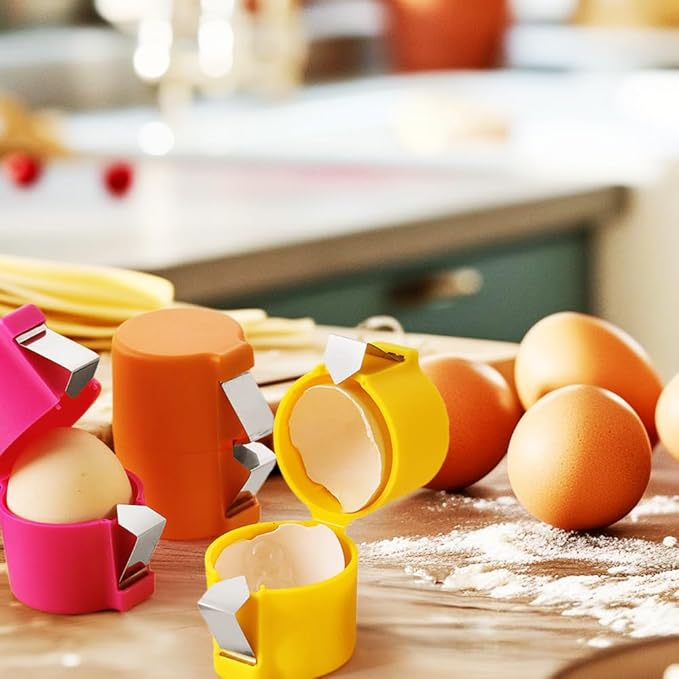 2025 Premium Egg Shell Opener, Egg Shell Cutter Eggs Shell Separator for Raw Eggs, Multifunctional Egg Cutter Egg Cracker Separator for Home Kitchen Gadgets (Red)