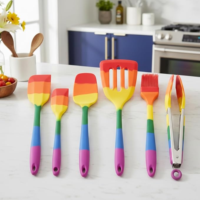Cooking With Pride Non-Stick Spring-Action Locking Tongs, Heat-Safe Silicone With Zinc-Plated Iron, 10.25-Inch, Set of 2
