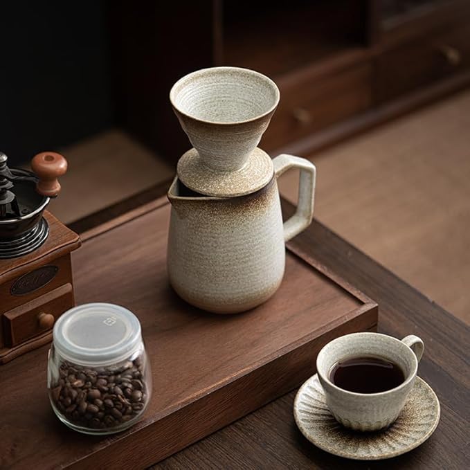 Pour Over Coffee Maker,Ceramic Coffee Maker With 100 pcs Paper Filter,16oz/480ml Pour Over Coffee Dripper (Off White)