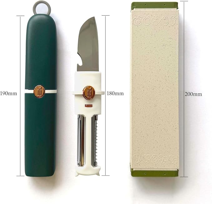 5-in-1 Small Cutting Board Set,Multifunctional Travel Stainless Steel Fruit Knife with cover,Outdoor Portable Peeling Fruit Potato Peeler for Travel, Camping, Kitchen (grey)