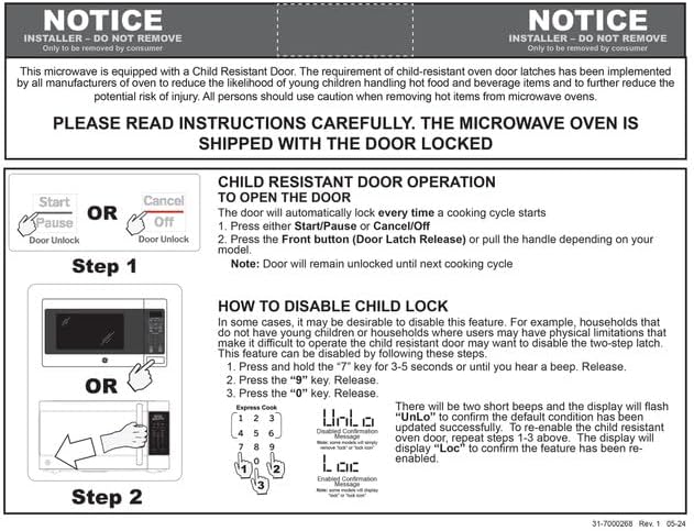 GE GCST10A1WSS 4-in-1 Microwave Oven, 1,050 Watts Air Fryer, Broiler & Convection Mode, Child-Lock Technology, Kitchen Essentials for The Countertop or Dorm Room, 1.0 Cu. Ft, Stainless Steel