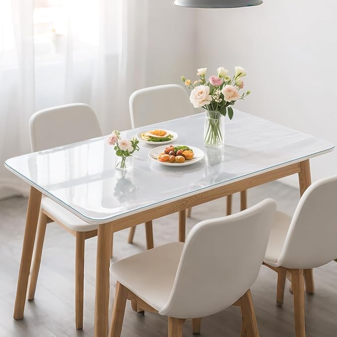 Frosted Table Protector 42 x 60 Inch, 1.4mm Thick Waterproof PVC Plastic Table Cover, Durable Table Pad for Dining Room, Kitchen, Writing Desk, and Coffee Tables