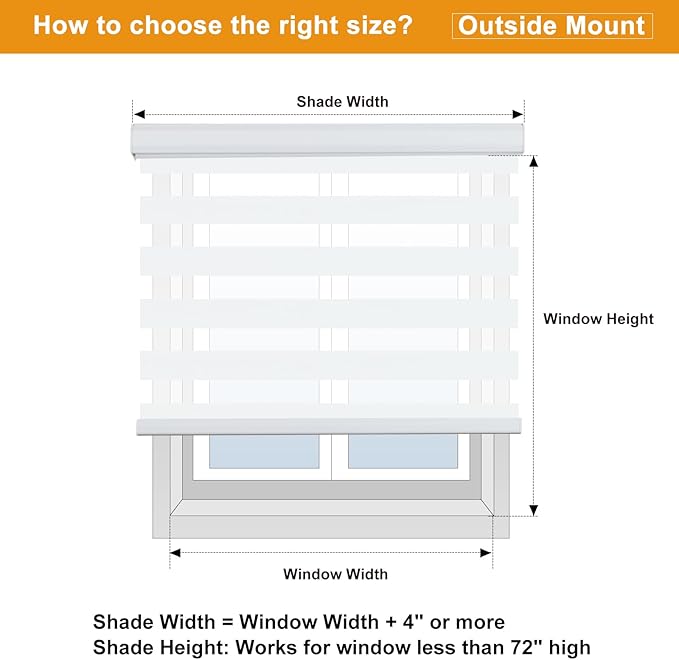 Persilux Cordless Zebra Blinds for Indoor Windows, Free-Stop Zebra Blinds Cordless, Light Filtering Sheer Shades Dual Layer for Day and Night, Zebra Roller Shades for Home (30.5" W X 64" H, White)