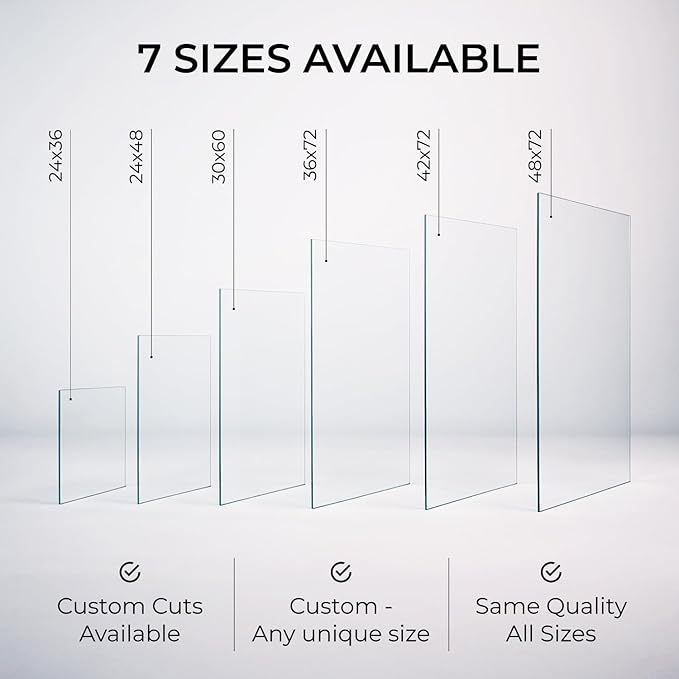 Fab Glass and Mirror Tempered Glass Table Top Custom Cut Rectangle 1/4" Thick Clear Furniture Protector with Flat Polish Edge Eased Corners for Coffee Dining Tables Desks