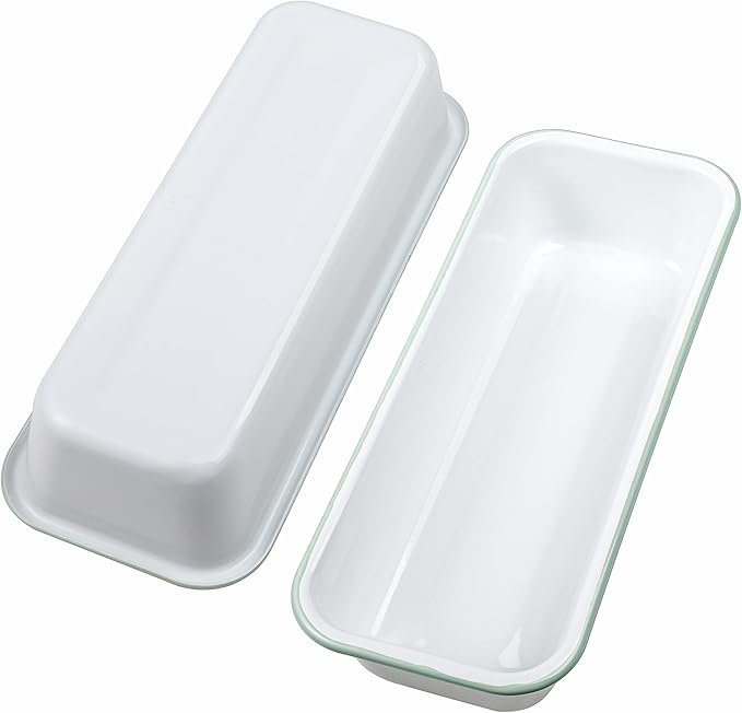 Webake Large Enamel Bread Pan, Long Banana Bread Loaf Pan for Baking, Non-Stick Rectangle Cake Pan Enamelware White 12 x 4.5 Inches