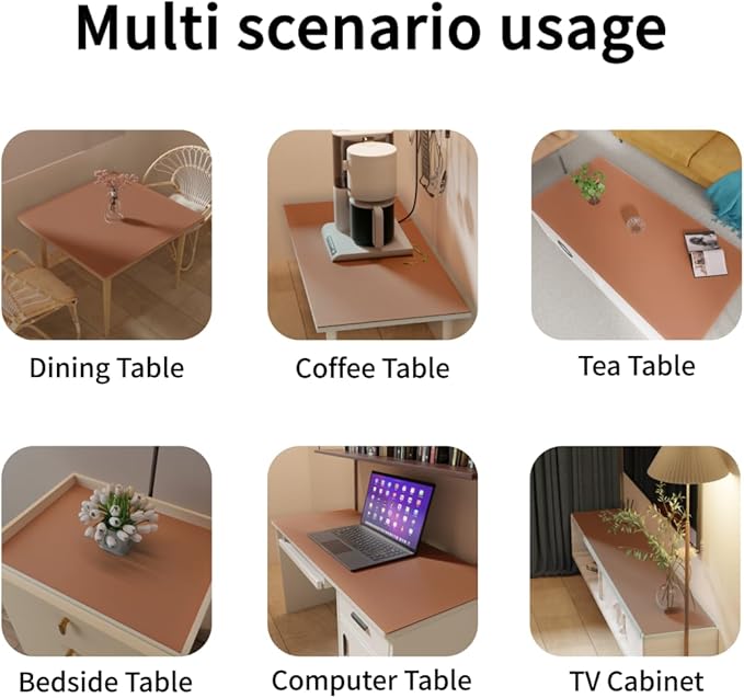 Leather Desk Mat,1.8mm Thick,16x48 Inch Desk Cover,Desk Protector Mat,Dresser Cover Top,Table Cover Rectangle,End Table Cover,Coffee Table Cover Rectangle(Brown+Gray,16x48)