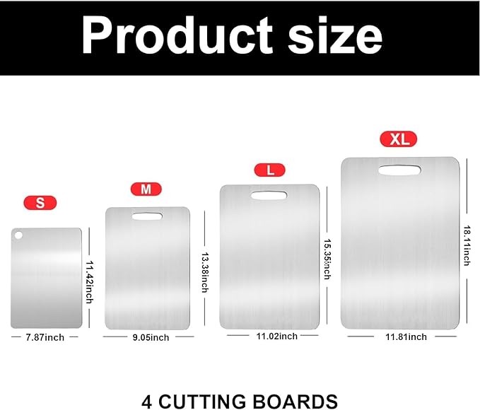 Titanium Cutting Boards for Kitchen, Non toxic Double-Side Available Chopping Boards, Easy to Clean and Store(3PCS-M+L+XL)