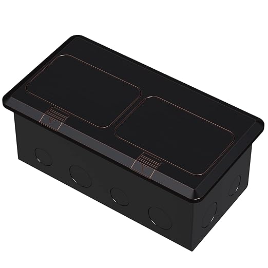 KYHSHJ Dual Pop-Up Floor Electrical Outlet Box Kit,20 Amp Stainless Steel USB TR Receptacle Outlet,3-Port RJ45 Datacom Receptacle,Oil Rubbed Bronze