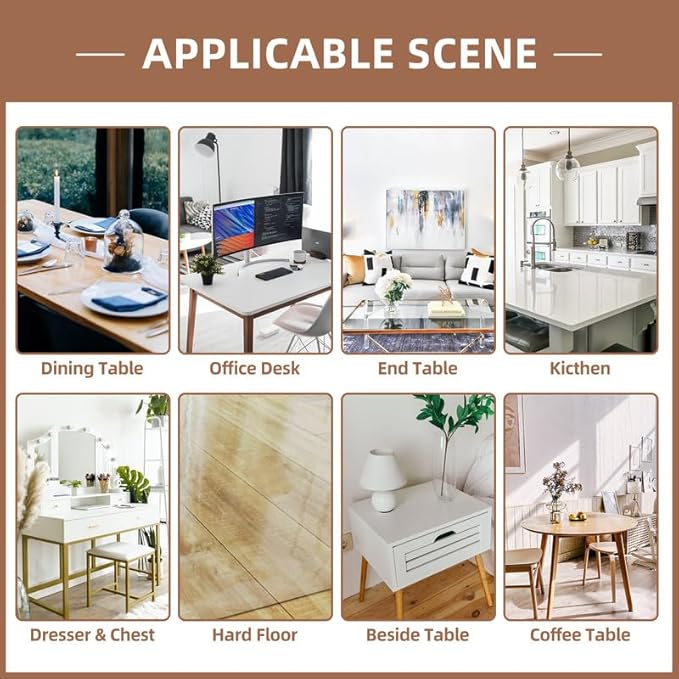 Warmstar Clear Table Cover Protector 24 x 60 Inch,1.5mm Thick Plastic Table Cover Rectangle,PVC Clear Table Protector,Desk Protector Mat for Kitchen, Dresser, Writing Desk,Dining Room Table