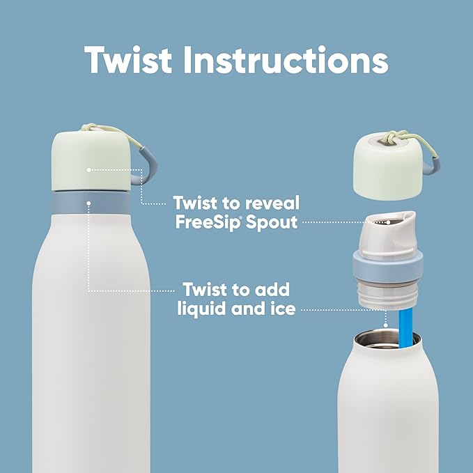Owala FreeSip Twist Insulated Stainless Steel Water Bottle with Straw for Sports and Travel, BPA-Free, 24-oz, Scream Green