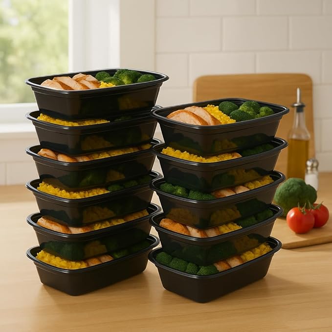 Ruthy's Outlet Meal Prep Containers W/Lids -Square Food Storage – BPA-Free| Stackable | Microwave | Freezer & Dishwasher Safe | Reusable Lunch Bento Box Portion Control & Planning (15 Pack, 24 oz)