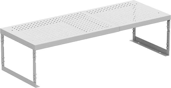 Stackable Expandable Metal Shelf Organizer - Adjustable Wire Storage Rack with Holes for Kitchen, Bathroom, Cabinet, Office - Space Saving, Durable & Sturdy Design(1PACK/Medium/White