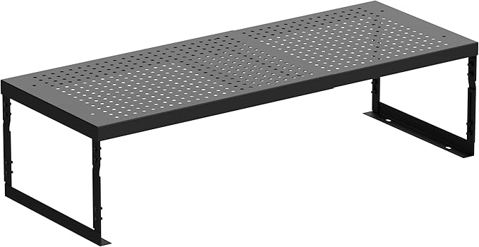 Stackable Expandable Metal Shelf Organizer - Adjustable Wire Storage Rack with Holes for Kitchen, Bathroom, Cabinet, Office - Space Saving, Durable & Sturdy Design(1PACK/Medium/Black