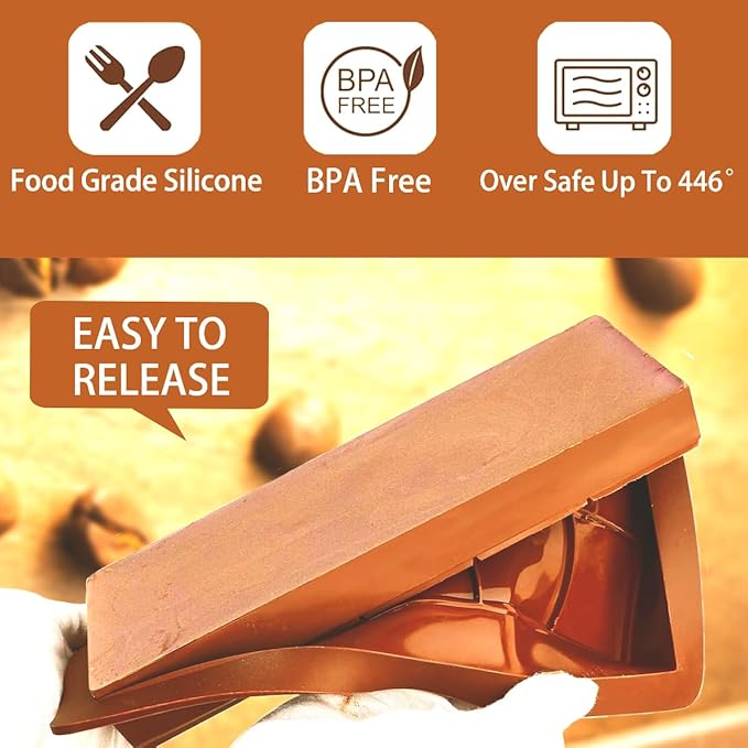 2 Pcs Dubai Chocolate Molds Silicone, 1 Inch Deep Chocolate Mold for Pistachio Chocolate Bar, Candy Bar Snack Baking Mold - 2 Different Shapes