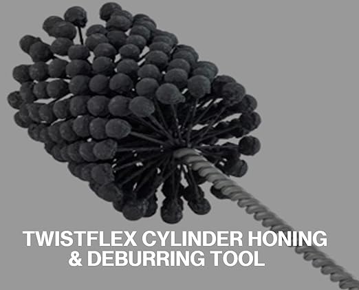 TwistFlex Cylinder Hone | 3/4" 240SC Flexible Cylinder Honing & Deburring Tool | 0.75" Bore Brush for Hole Diameters 0.65"- 0.77" | Silicon Carbide 240 Grit | 1/4" Shank | 8" Overall Length
