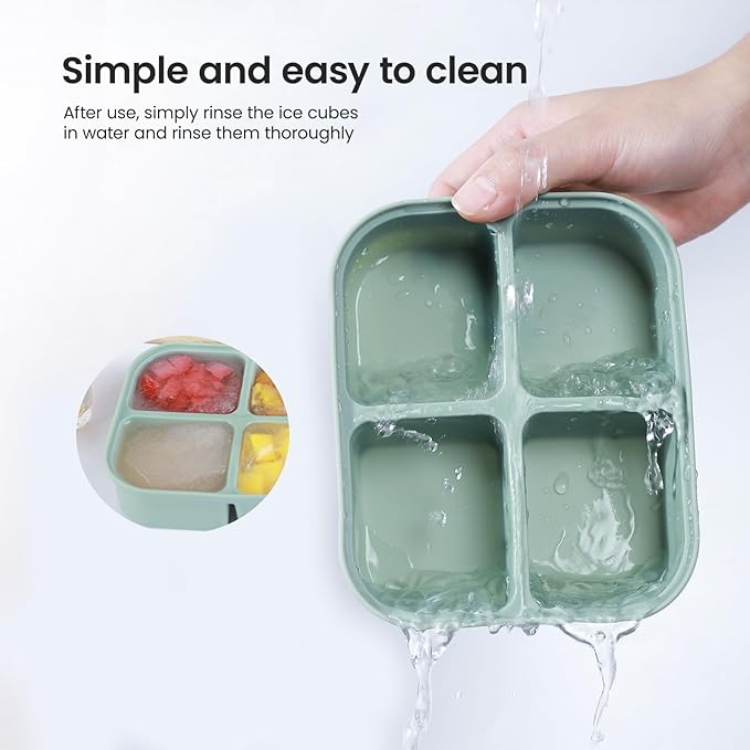 Ice Cube Tray 2 Pack – Stackable Large Silicone Ice Cube Freezer Molds & Easy Release Square Ice Cube Maker with Removable Lid BPA Free for Cocktail,Whiskey,Soup Baby Food