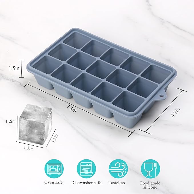 2 Tbsp Silicone Freezer Molds - Perfect for Storing Garlic, Herbs, Ginger, Pesto, Tomato Paste, Lemon Juice, Purees and More - Silicone Food Freezer Tray (Multicolor 3 Pack)