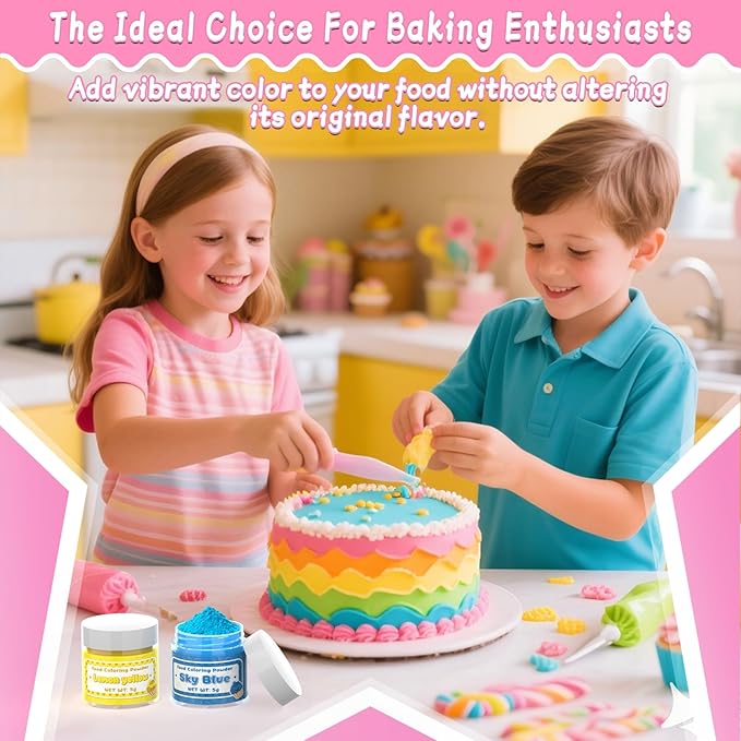 Food Coloring Powder - 16 Colors Vibrant Powdered Food Coloring, Concentrated Edible Dye Powder for Christmas Baking, Icing, Cooking, Cake Decorating, Cookies, Frosting - 5g/Bottle