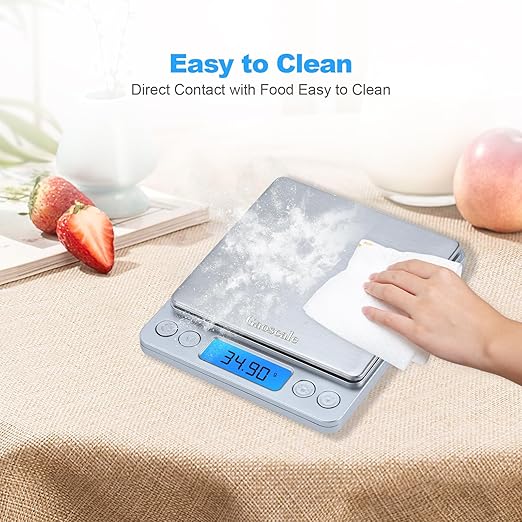 Kitchen Scale, Digital Food Scale, Gaoscale Grams and Ounces Scale High Accuracy with Tare Function for Cooking Scale, Baking Scale Jewellery Scale, 9 Units, 2 Tray 3000g by 0.1g Small