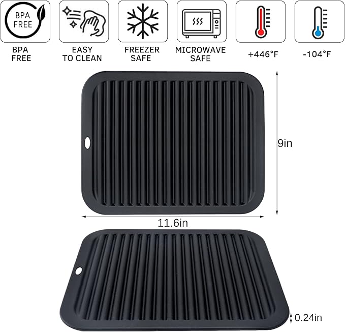 Silicone Trivets for Hot Pots and Pans, 3 Pack Heat Resistant Pot Holders for Kitchen Large Silicone Trivet Mat for Hot Dishes, Black Hot Pads for Kitchen Counter, Hot Mats Spoon Rest, 9 * 12 Inches