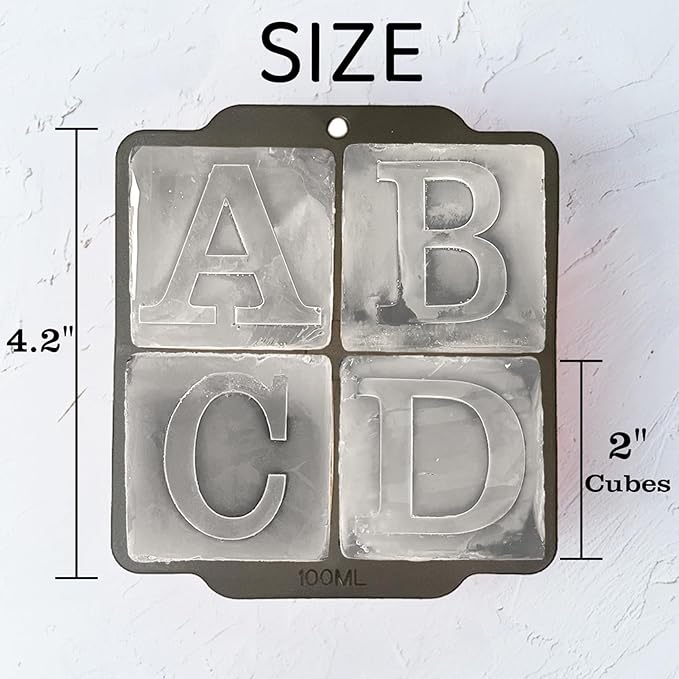 Letter N Monogram Ice Cube Mold Custom Ice Cube Mold 2 Inch Big Initials Silicone Ice Cube Tray Gifts for DAD Gifts for Him