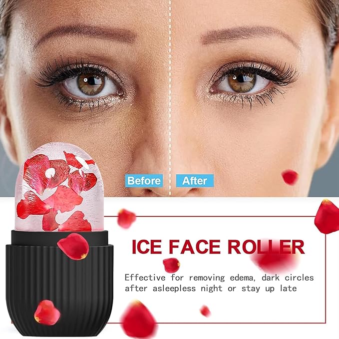 Face Bowl for Ice With Built-in Ice Tray, Collapsible Silicone Ice-Bath Face Bowl, Small Reusable Face-Ice Plunge Bowls, Perfect for Home Use, Camping, Travel (Black)