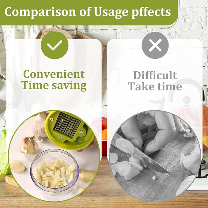 2 Pcs Garlic Press Stainless Steel,Mini Garlic Chopper,with Peeler,Cleaning Brush and Scrapers