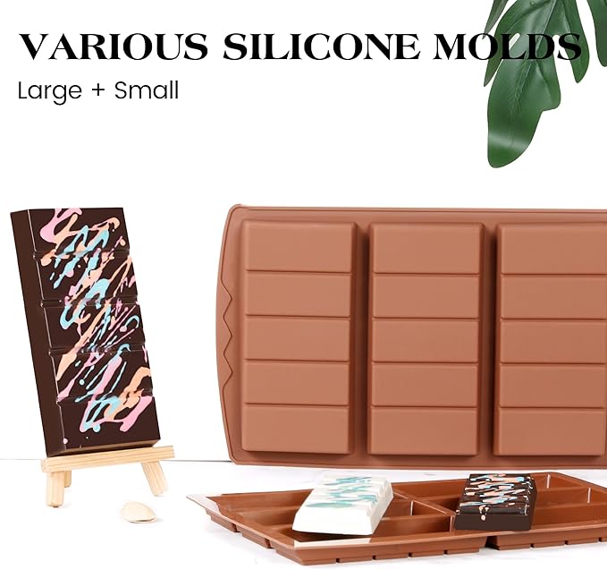 1 Pc Chocolate Bar Mold Deep Large Chocolate Molds Silicone Break Apart Thick Silicone Molds for Candy Bar (5 Snap)