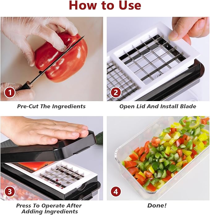 Vegetable Chopper, Onion Chopper Dicer, Mandoline Slicer, Food Chopper with Container, Vegetable Cutter for Salad Potato Carrot Garlic(2 Blades, Black White)