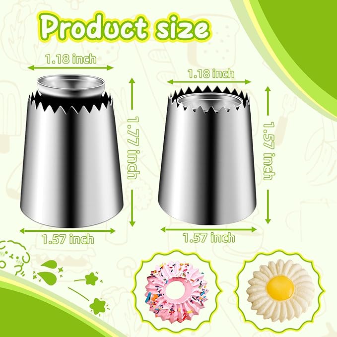 Suuker Sultan Tube Piping Tips Set, Stainless Steel Cake Decorating Tips, Frosting Icing Tips for Cupcakes, Cake, Cookie and Decorating(795S 796S)