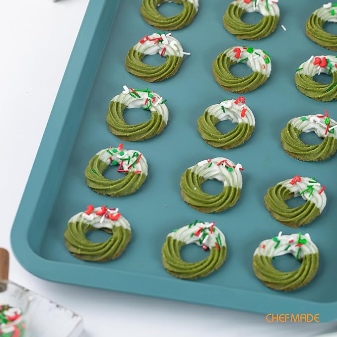 CHEFMADE Sheet Pan, Nonstick 17-Inch Rimmed Cookie Sheet for Baking, Baking Sheet Bakeware for Oven (Green)