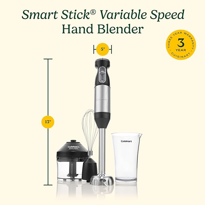 Cuisinart CSB-179 Smart Stick Variable Speed Hand Blender, Stainless Steel