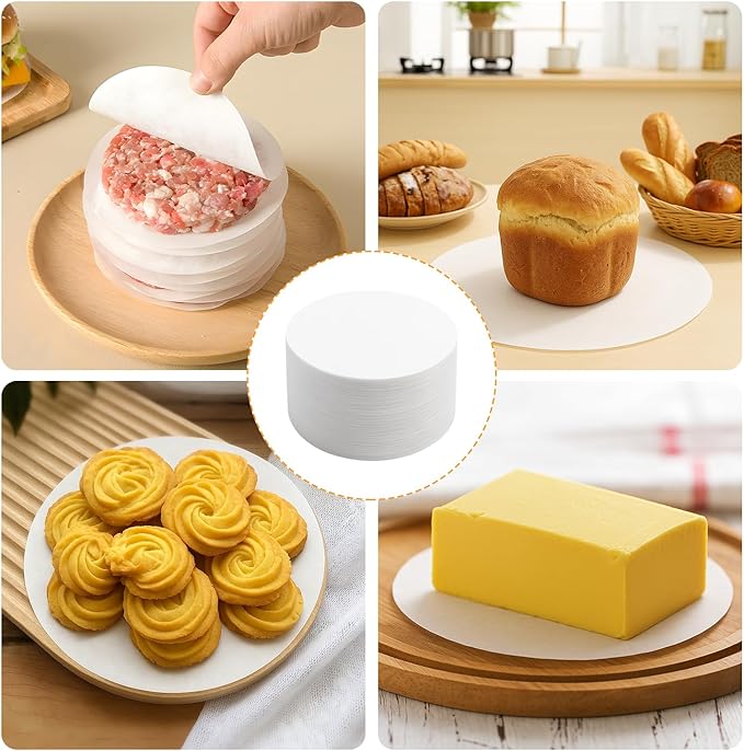 500PCS Hamburger Patty Paper, 4.5 Inch Round Non-Stick Patty Paper Sheets,Baking Parchment Rounds for Burger Press,Separating Burger Patty, Cookies and Baking