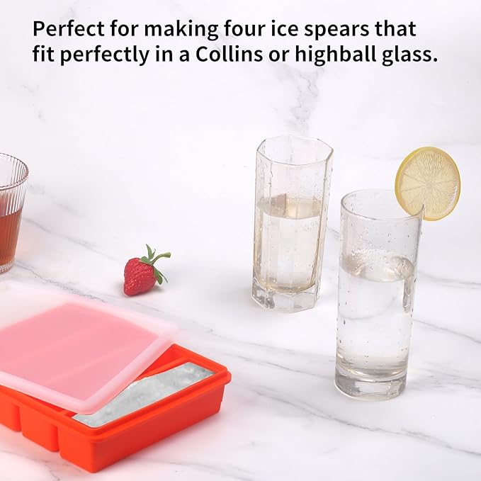 Silicone Ice Cube Molds Widely Use 2 Packs,Ice Cube Tray for Whiskey, Butter Mold,Freezer Molds for Soups and Sauces (2 Pack Orange)