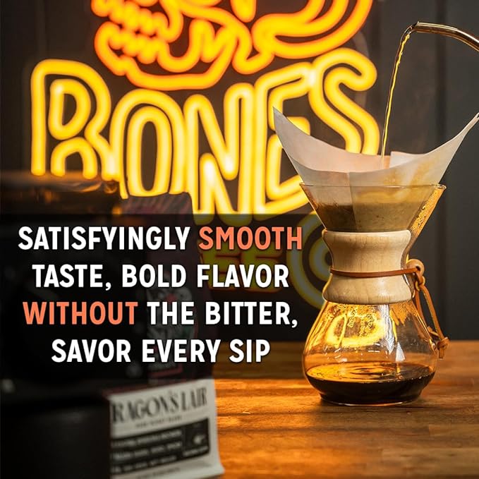 Bones Coffee Company French Vanilla, Creamy Vanilla Flavored Coffee, Medium Roast Low Acid Arabica Beans Compatible with Auto drip and French Press Coffee Maker, 12 Oz Ground