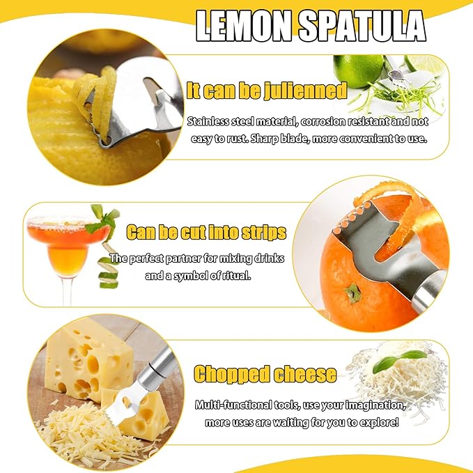 Lemon Squeezer, Effortless Manual Flat Lime Juicer Squeezer, Hand Citrus Press, Stainless Steel Orange Peeler Lemon Zester Grater, Easy to Make Juice From Lemon, Lime, Cirtus, Orange, Fruits(5 Pcs)