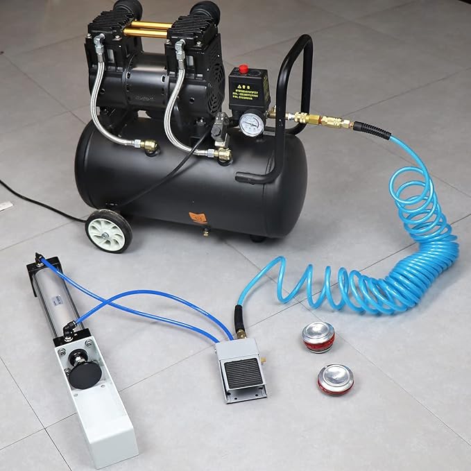 TAISHER Foot Valve Aluminum Can Crusher,Eco-Friendly Recycling Tool,Heavy Duty Pneumatic Cylinder Soda Beer Can Crusher