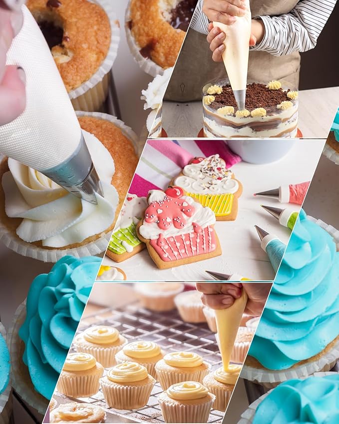 24 Inch Extra Large Piping Bags Disposable, 100 Pieces Icing Bags, Tipless Piping Bags, Thickened Pastry Bags, Non-Slip & Anti-Burst, Frosting Piping Bags for Cakes Cookies Decoration